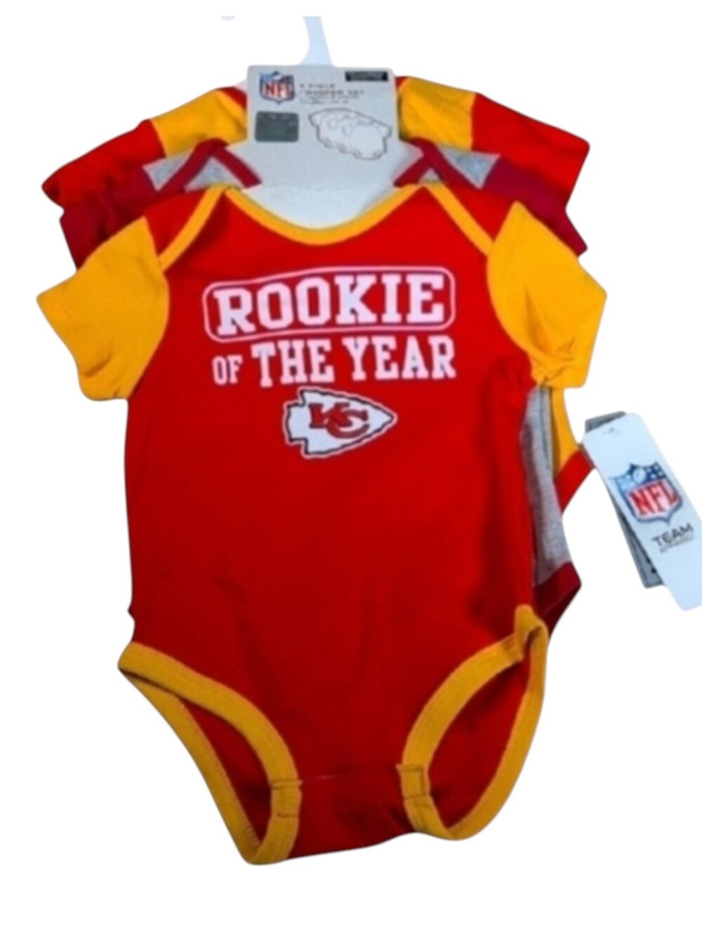 NFL Kansas City Chiefs Set of 3 Baby Creepers Onesies Size 3 -6 Months